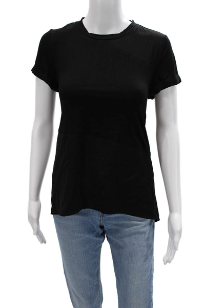 Renuar Women Black Basic Short Sleeve Crew Neck T-Shirt Size XS