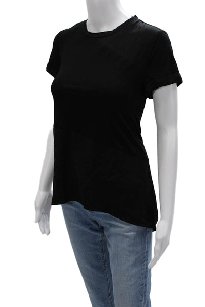 Renuar Women Black Basic Short Sleeve Crew Neck T-Shirt Size XS