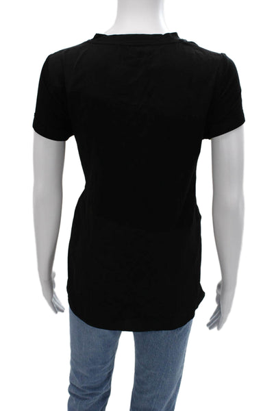 Renuar Women Black Basic Short Sleeve Crew Neck T-Shirt Size XS