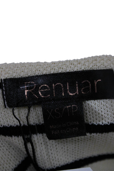 Renuar Women Cardigan Striped Beige Crew Neck Button Long Sleeve Size XS