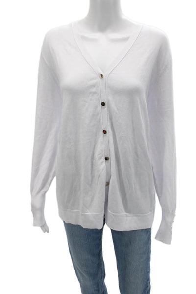 Renuar Women Cardigan Sweater White V-Neck Button Size 2XL