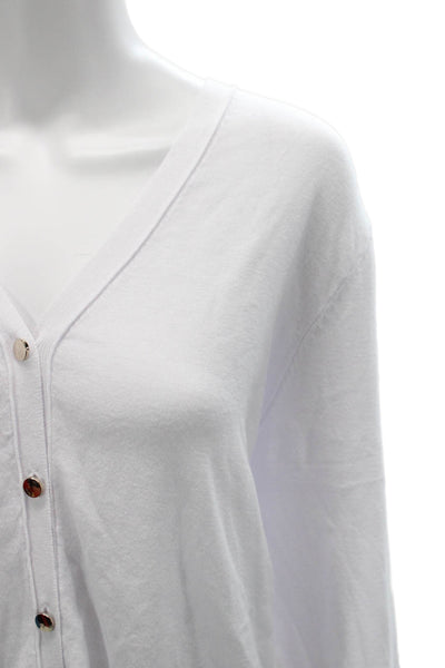 Renuar Women Cardigan Sweater White V-Neck Button Size 2XL