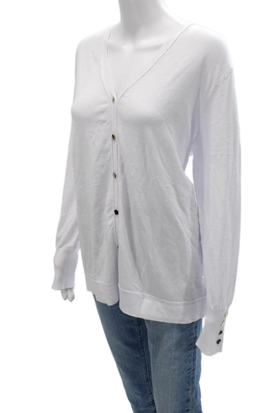 Renuar Women Cardigan Sweater White V-Neck Button Size 2XL