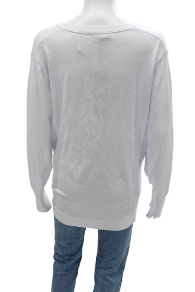 Renuar Women Cardigan Sweater White V-Neck Button Size 2XL