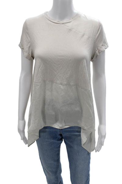 Renuar Womens Basic Tunic Beige Crew Neck Short Sleeve Size M