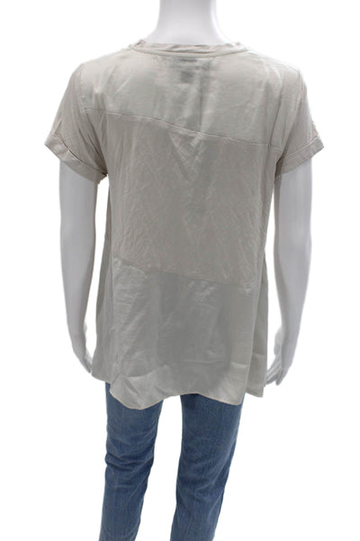 Renuar Womens Basic Tunic Beige Crew Neck Short Sleeve Size M