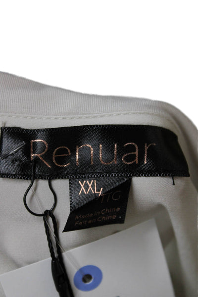 Renuar Women Plus Tunic Short Sleeve Crew Neck Beige 100% Polyester Size 2XL