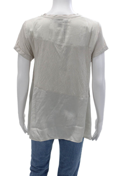 Renuar Womens Basic Tunic T-Shirt Crew Neck Short Sleeve Beige Polyester Size L