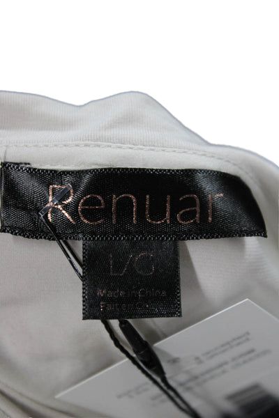 Renuar Womens Basic Tunic T-Shirt Crew Neck Short Sleeve Beige Polyester Size L