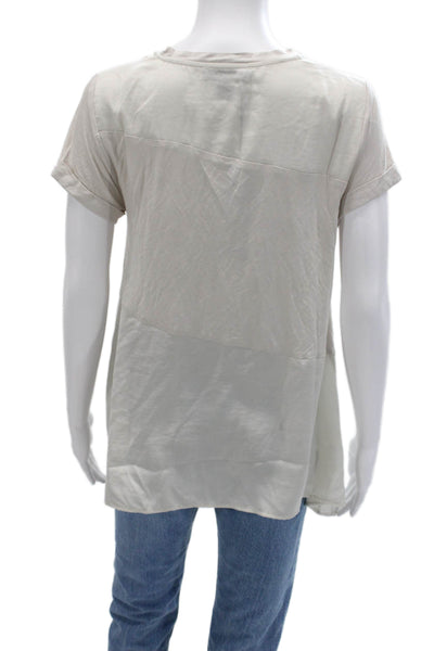 Renuar Womens Beige Petite Short Sleeve Tunic Crew Neck Polyester Size S