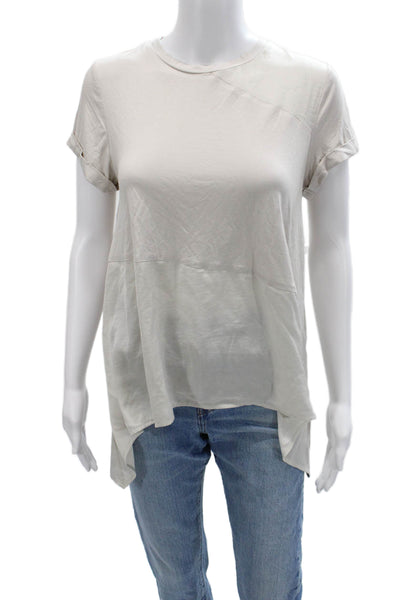 Renuar Womens Basic Tunic T-Shirt Beige Short Sleeve Crew Neck Size XS