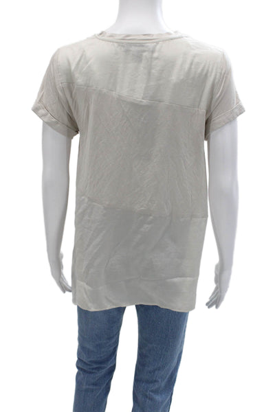Renuar Womens Basic Tunic T-Shirt Beige Short Sleeve Crew Neck Size XS