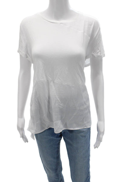 Renuar Womens Basic White Crew Neck Short Sleeve T-Shirt Polyester Size XL