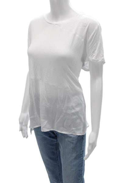 Renuar Womens Basic White Crew Neck Short Sleeve T-Shirt Polyester Size XL
