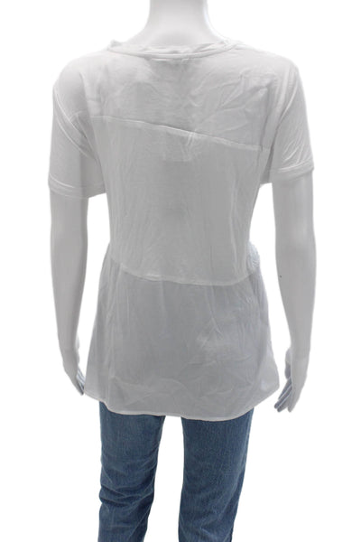 Renuar Womens Basic White Crew Neck Short Sleeve T-Shirt Polyester Size XL
