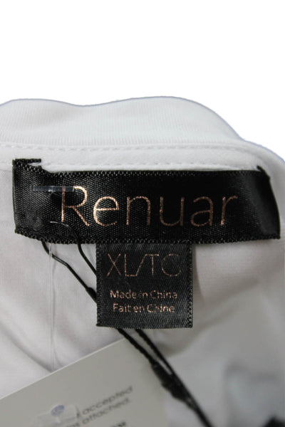 Renuar Womens Basic White Crew Neck Short Sleeve T-Shirt Polyester Size XL