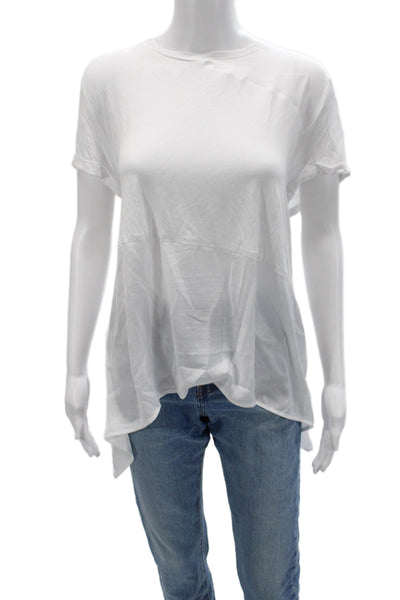 Renuar Womens Basic Tunic T-Shirt White Crew Neck Short Sleeve Size L