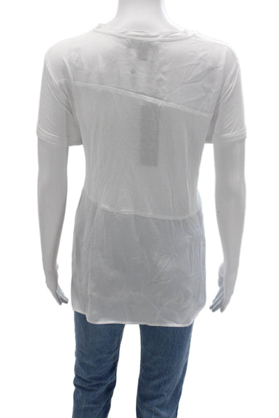 Renuar Womens Basic Tunic T-Shirt White Crew Neck Short Sleeve Size L