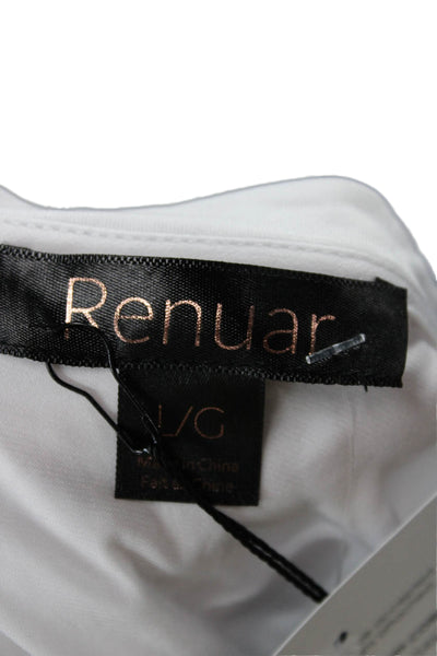 Renuar Womens Basic Tunic T-Shirt White Crew Neck Short Sleeve Size L