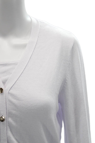 Renuar Womens White V-Neck Button Long Sleeve Cardigan Size XL