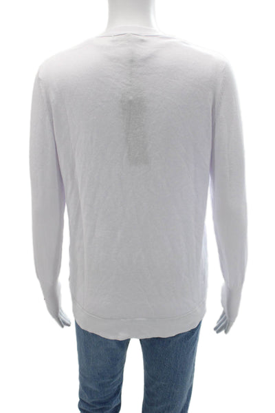 Renuar Women Cardigan Vest V Neck Button Long Sleeve White Size M