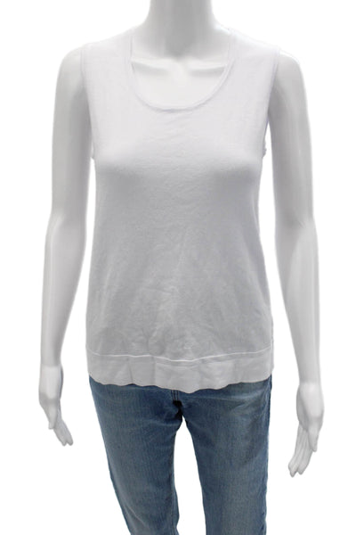 Renuar Women Cardigan Vest V Neck Button Long Sleeve White Size M