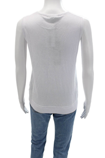 Renuar Women Cardigan Vest V Neck Button Long Sleeve White Size M