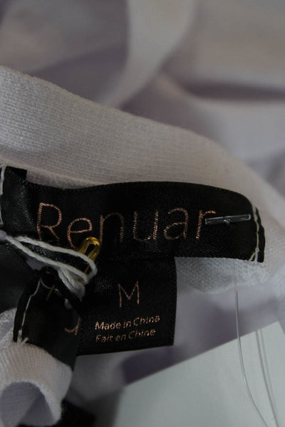 Renuar Women Cardigan Vest V Neck Button Long Sleeve White Size M