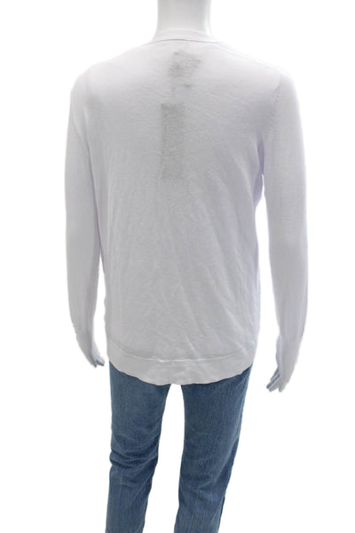 Renuar Women Cardigan V-Neck Button Long Sleeve White Size L