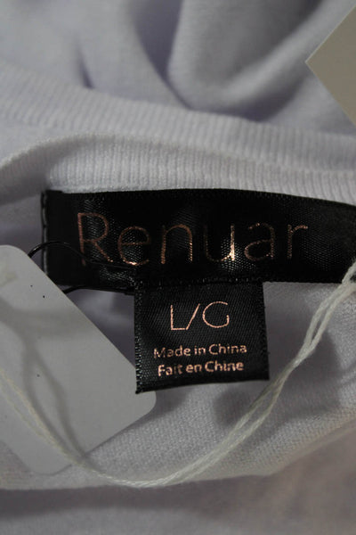 Renuar Women Cardigan V-Neck Button Long Sleeve White Size L