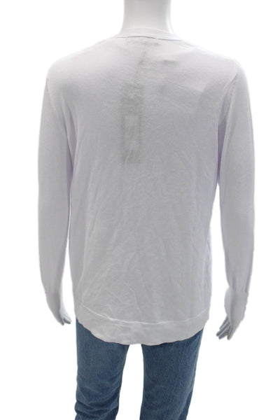 Renuar Womens Cardigan White V Neck Button Long Sleeve Viscose Size XS