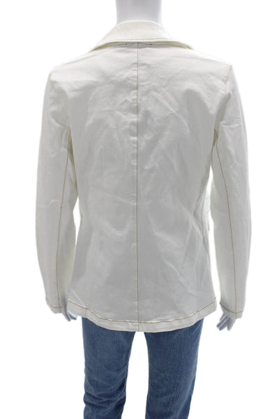 Renuar Womens Cotton Blend One Button Long Sleeve Blazer White Size S
