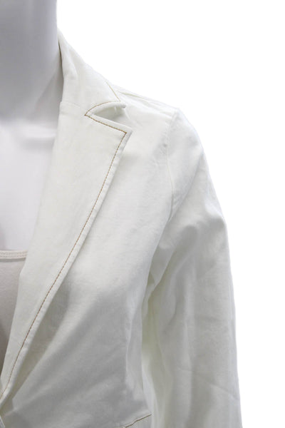 Renuar Womens Cotton Blend One Button Long Sleeve Blazer White Size XS