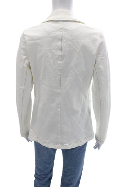 Renuar Womens Cotton Blend One Button Long Sleeve Blazer White Size XS