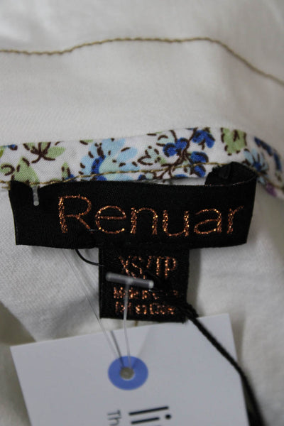 Renuar Womens Cotton Blend One Button Long Sleeve Blazer White Size XS