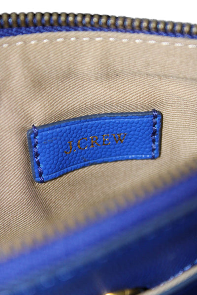 J Crew Womens Leather Zip Up Pouch Wallet Blue