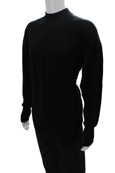 Barneys New York Mens Pullover Black Merino Mock Neck Long Sleeve Size XL