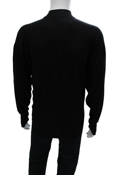 Barneys New York Mens Pullover Black Merino Mock Neck Long Sleeve Size XL