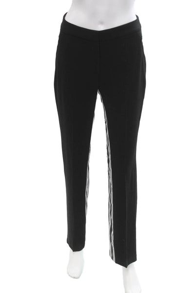 Elie Tahari Women Black Striped Dress Pants Button Triacetate Size S