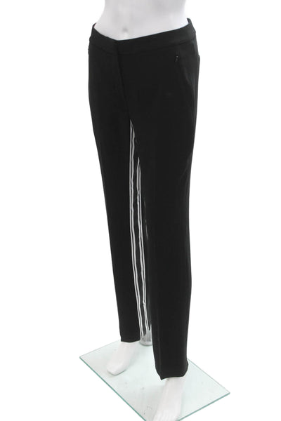 Elie Tahari Women Black Striped Dress Pants Button Triacetate Size S