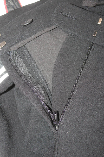 Elie Tahari Women Black Striped Dress Pants Button Triacetate Size S