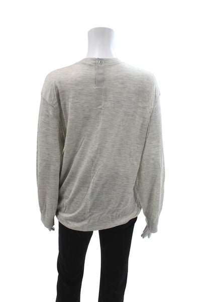 Adam Lippes Unisex Pullover Sweater Gray Cashmere Silk Crewneck Button Size M