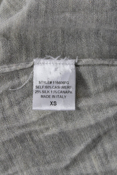 Adam Lippes Unisex Pullover Sweater Gray Cashmere Silk Crewneck Button Size M