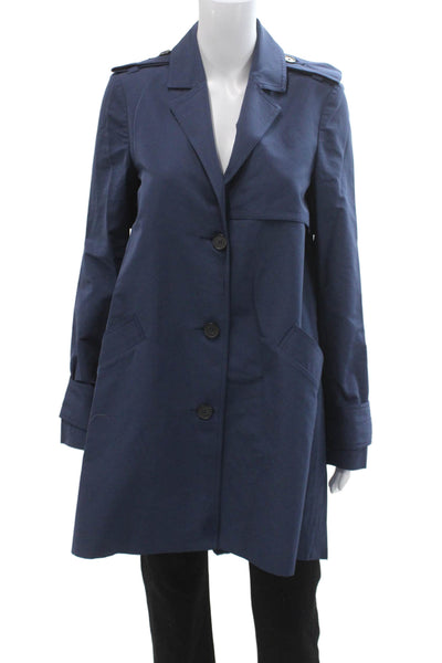 Derek Lam 10 Crosby Womens Trench Coat Dark Blue Long Sleeve Size 2