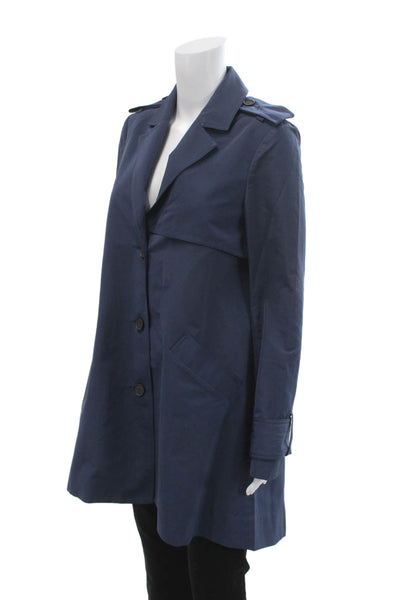 Derek Lam 10 Crosby Womens Trench Coat Dark Blue Long Sleeve Size 2