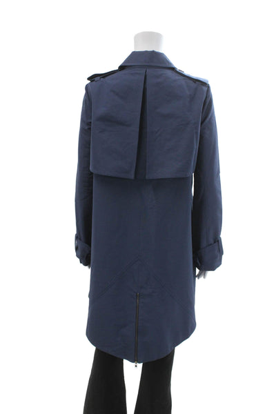 Derek Lam 10 Crosby Womens Trench Coat Dark Blue Long Sleeve Size 2