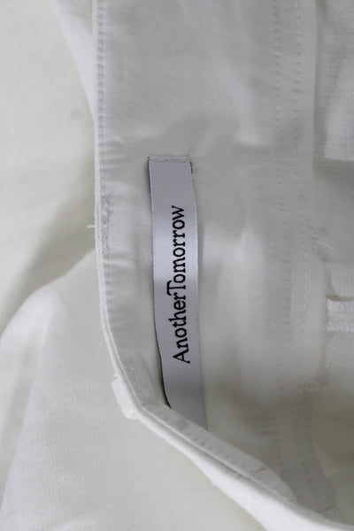 Another Tomorrow Womens Dress Pants White Cotton Blend Hook & Eye Size 40