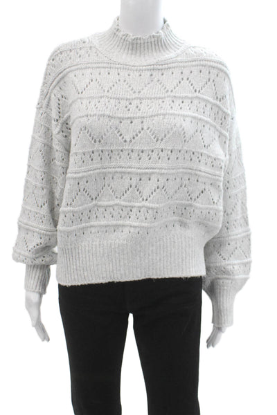 Design History Women Pullover Mock Neck Geometric Gray Sweater Size S