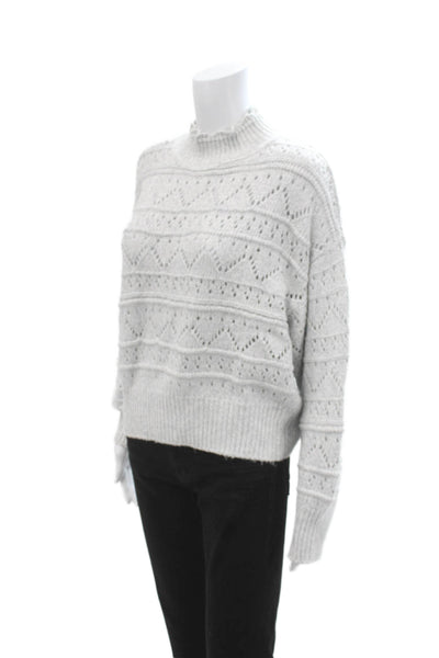 Design History Women Pullover Mock Neck Geometric Gray Sweater Size S
