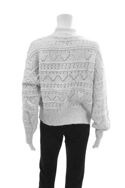 Design History Women Pullover Mock Neck Geometric Gray Sweater Size S